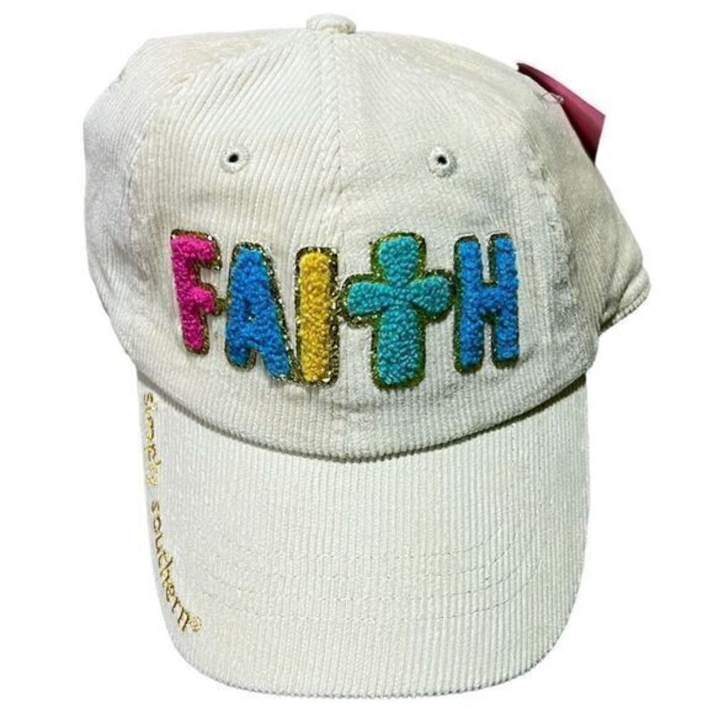 NWT Simply Southern Women’s “Faith”‎ Corduroy Hat Adjustable Cream